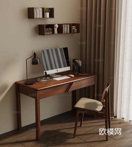 中古風(fēng)書(shū)桌3d模型下載