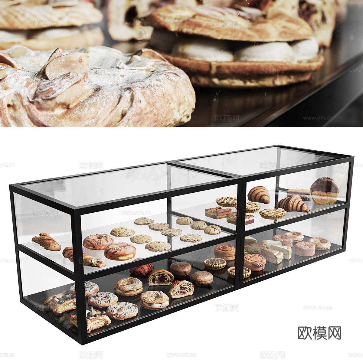 现代面包店展示架3d模型