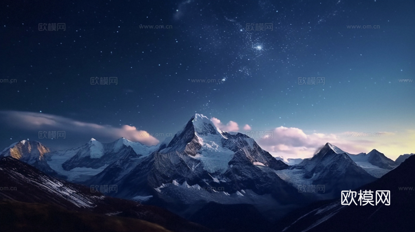 夜空山峰自然风景