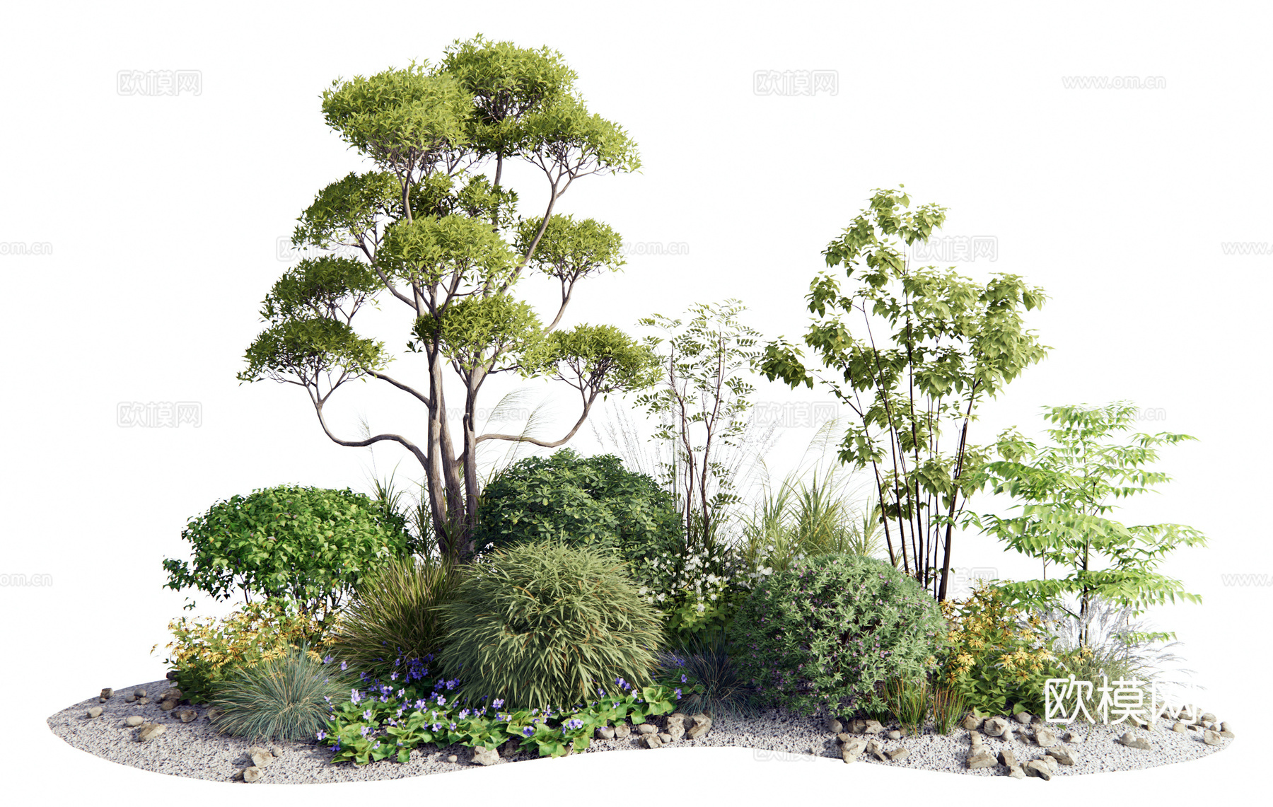 现代灌木植物 花境 植物组合 植物堆 植物造景 花草 乔木3d模型