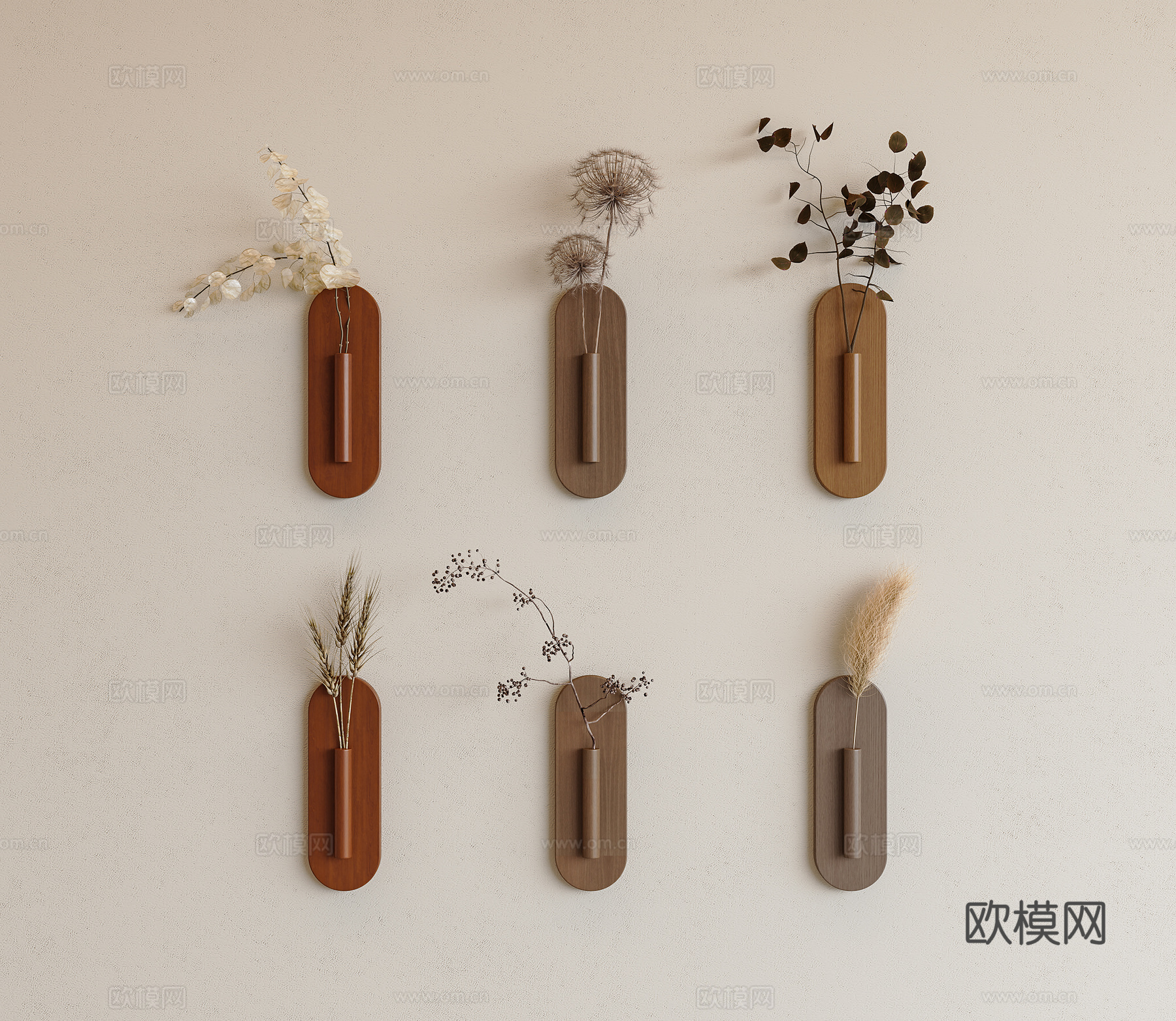 中古侘寂挂件 壁挂干枝墙饰 干枝挂件 侘寂风植物墙饰 中古风su模型