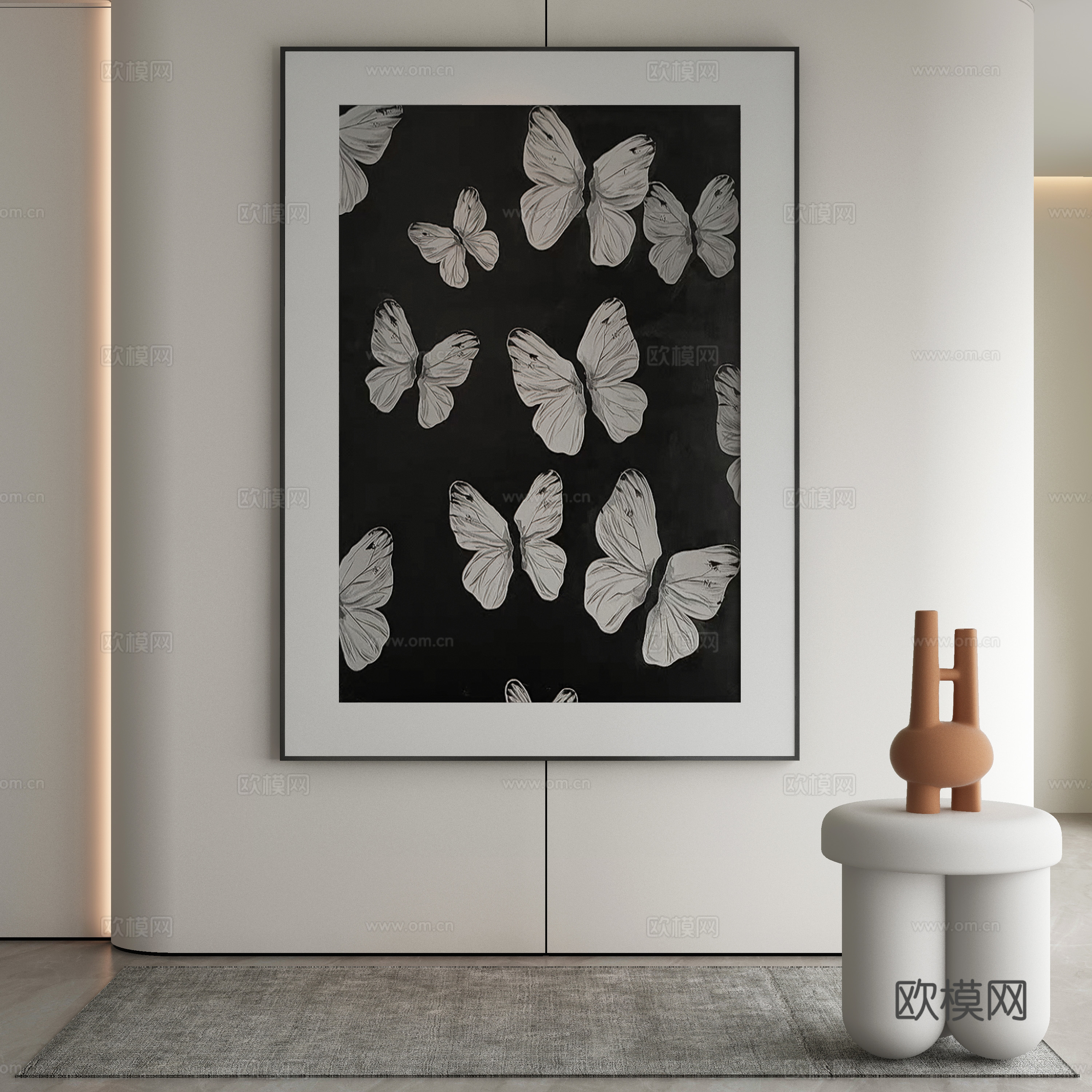 现代侘寂挂画 油画3d模型