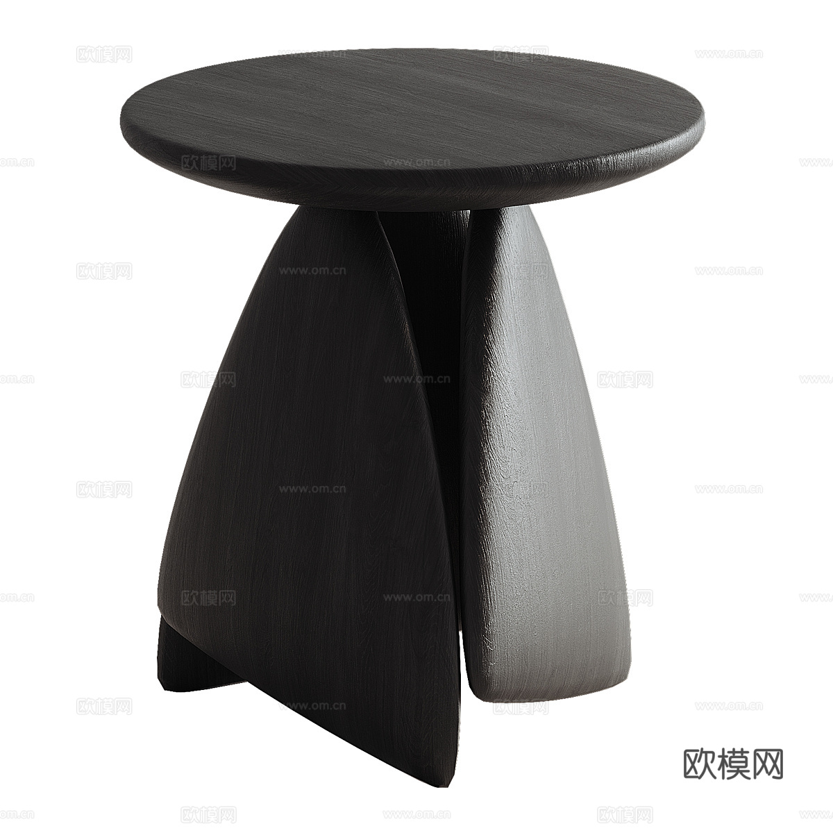 现代侘寂黑色实木边几3d模型