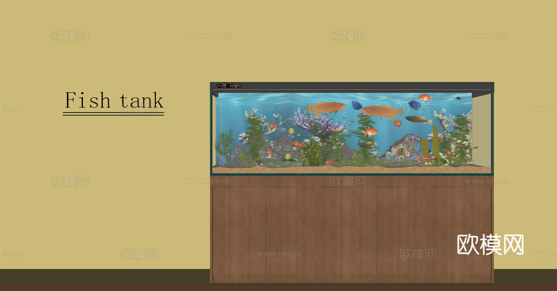 现代鱼缸 水族箱su模型