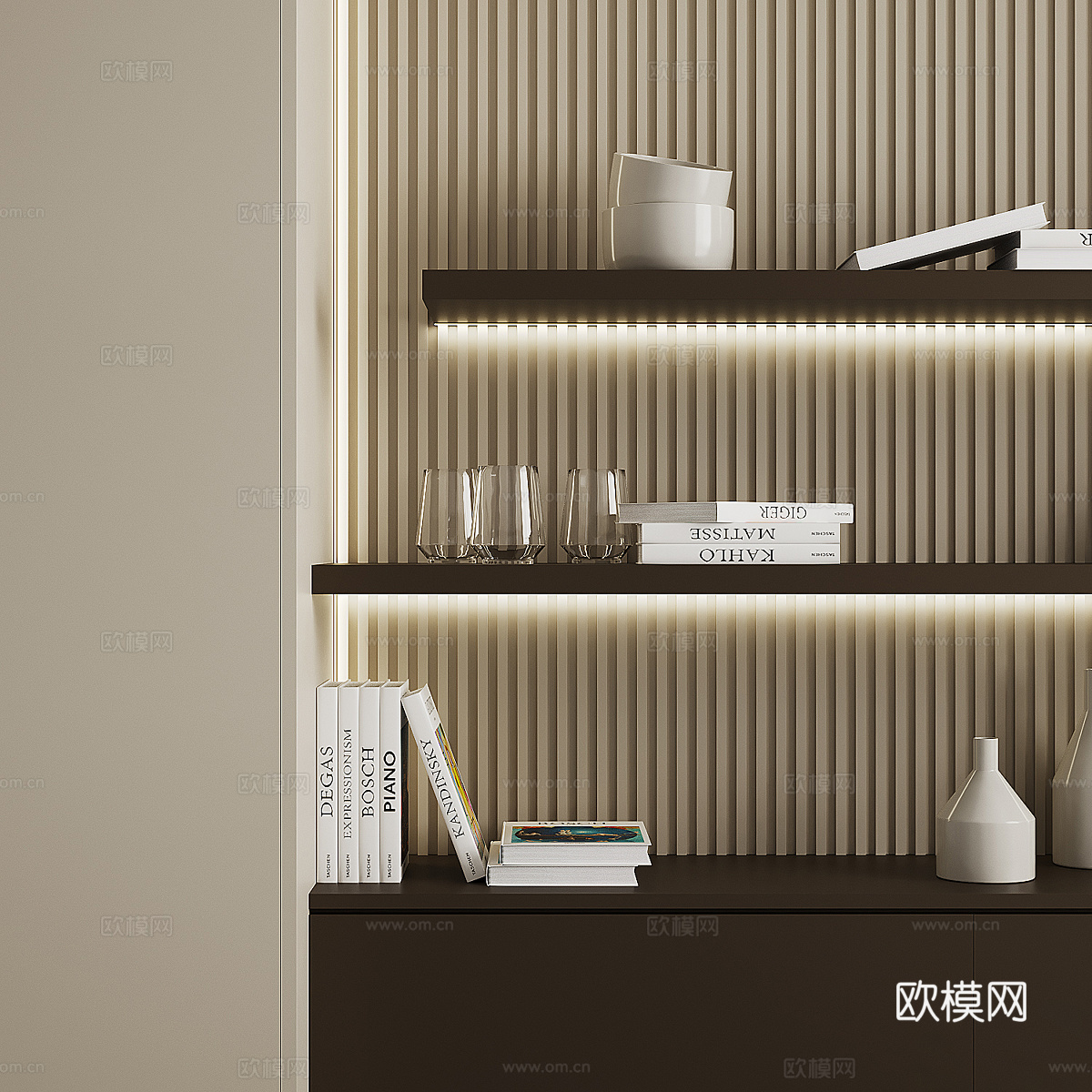 现代极简装饰书柜3d模型