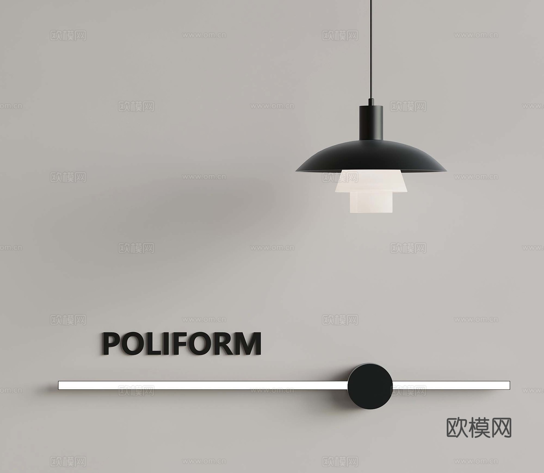 现代吊灯 线条壁灯3d模型