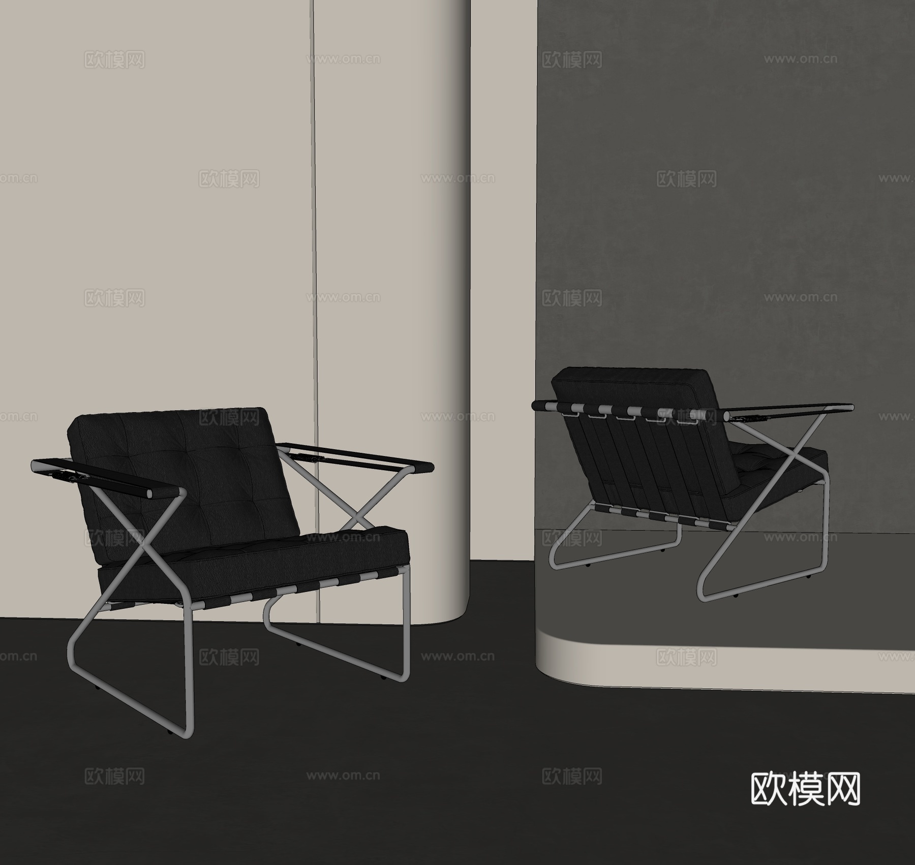 现代休闲椅 简约休闲椅 中古风休闲椅su模型