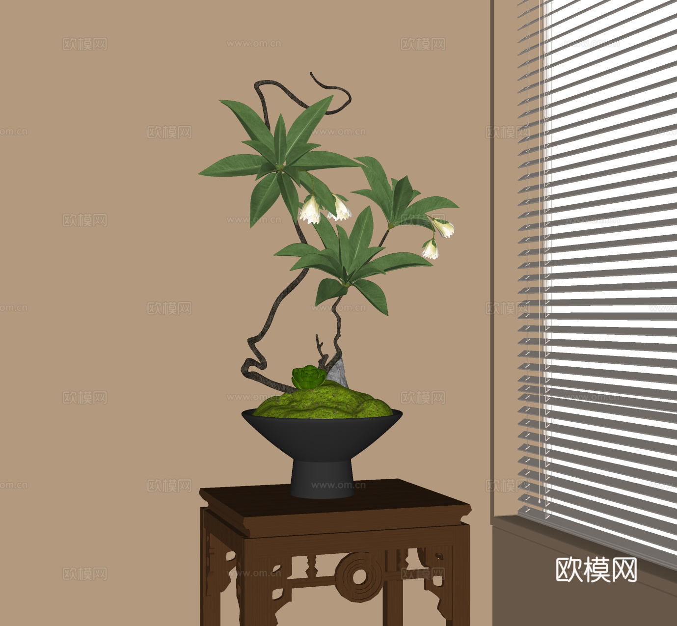 新中式花瓶花艺su模型