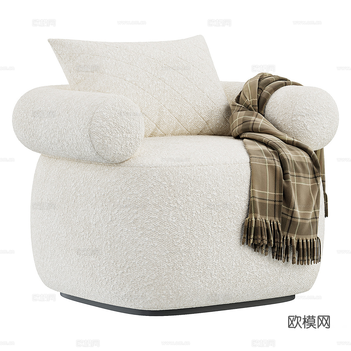 现代奶油风布艺沙发椅3d模型