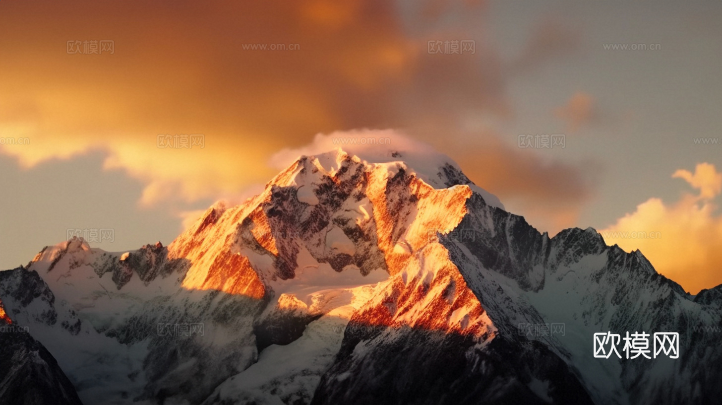 山峰雪山山脉自然风景