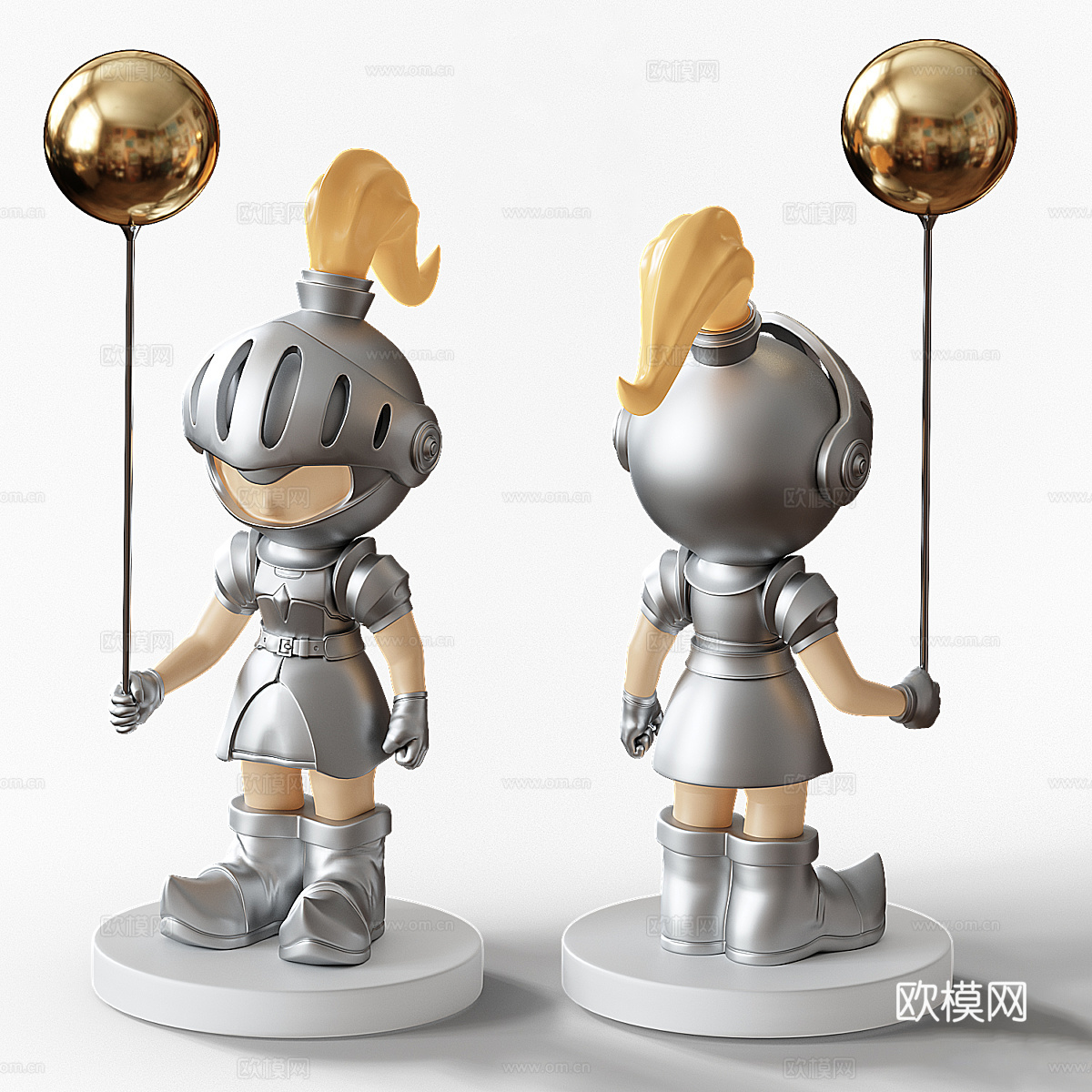 现代轻奢骑士雕塑3d模型