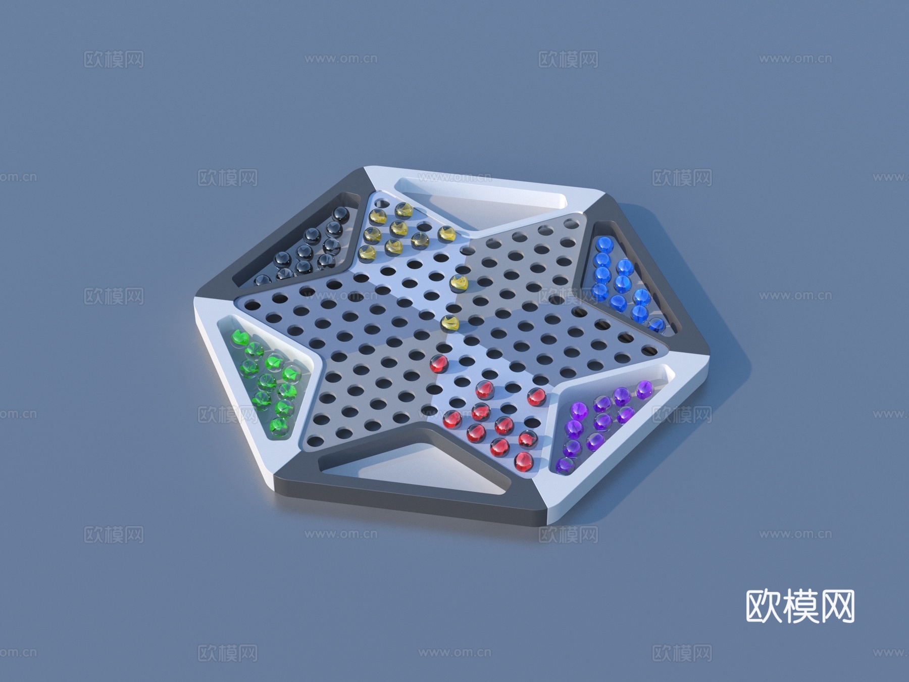 跳棋 棋子 棋盘su模型
