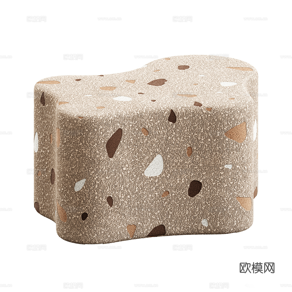 现代奶油风儿童布艺凳3d模型