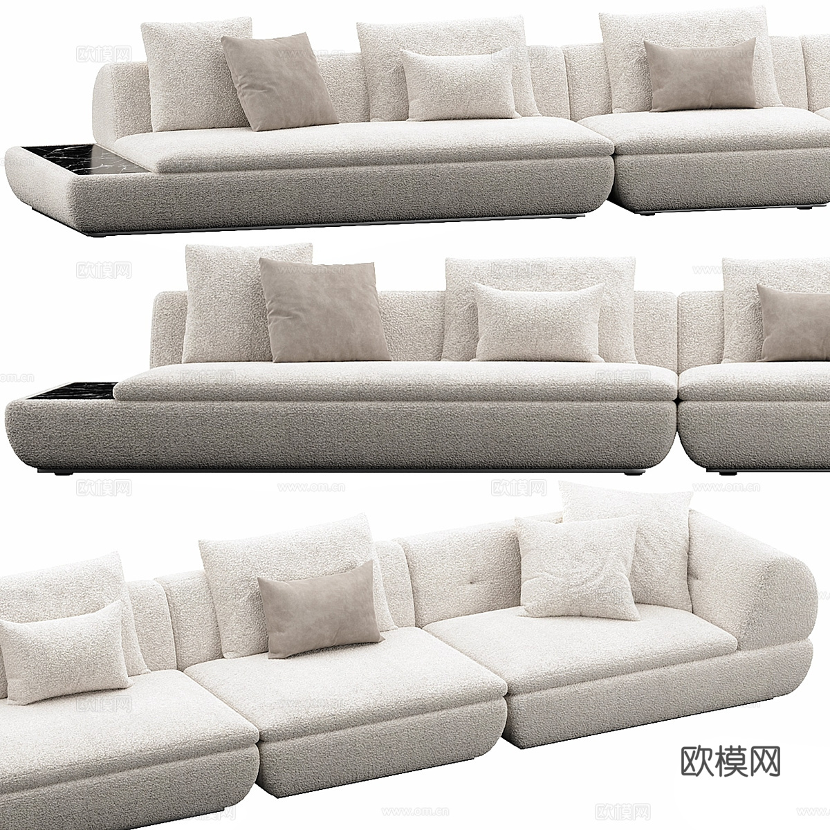 现代奶油风布艺休闲沙发3d模型