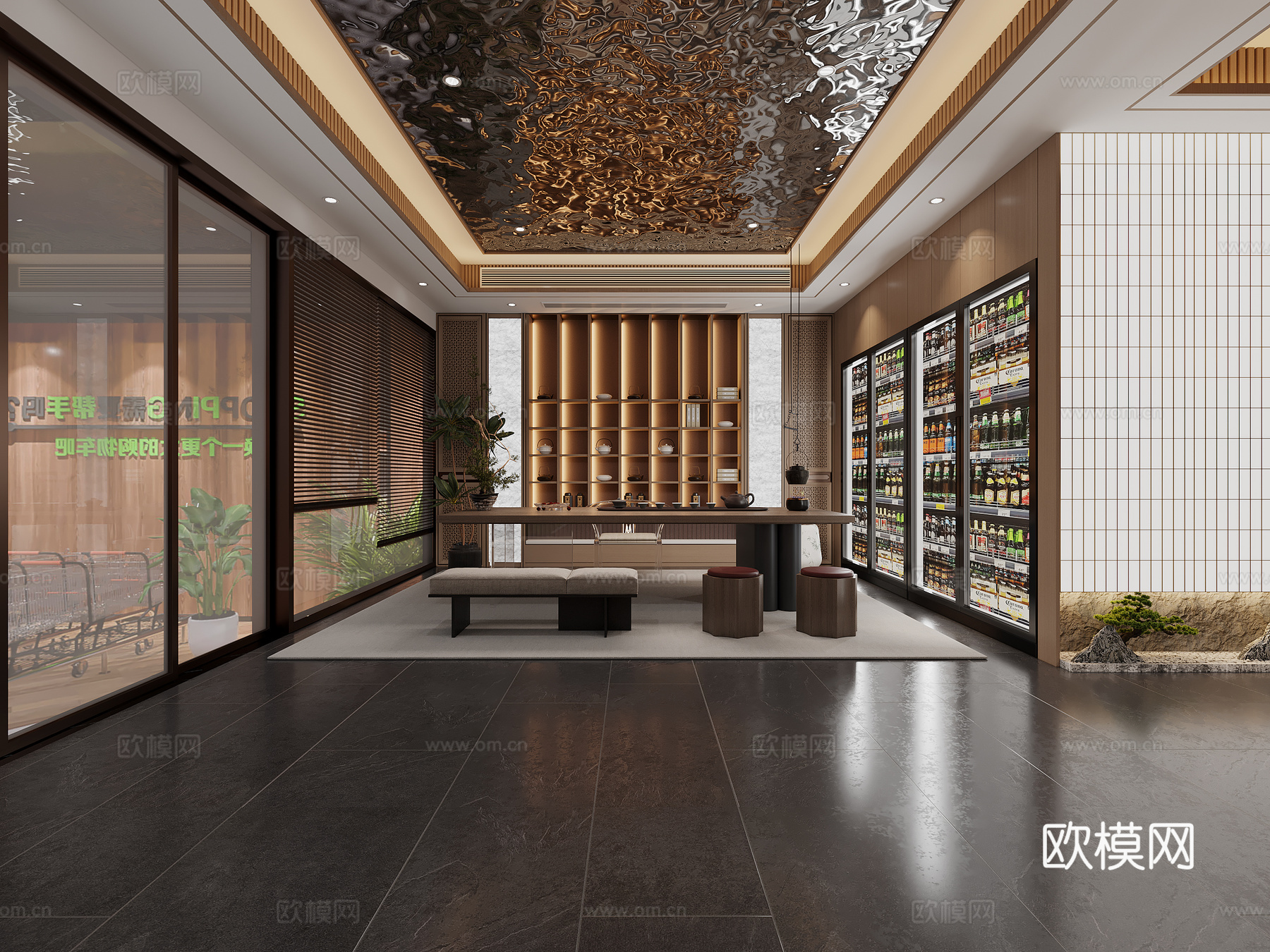 新中式酒店大厅3d模型