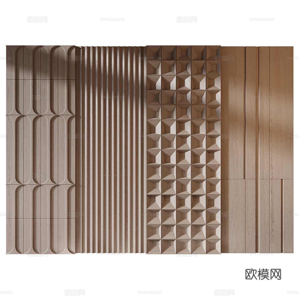 新中式实木装饰墙板3d模型