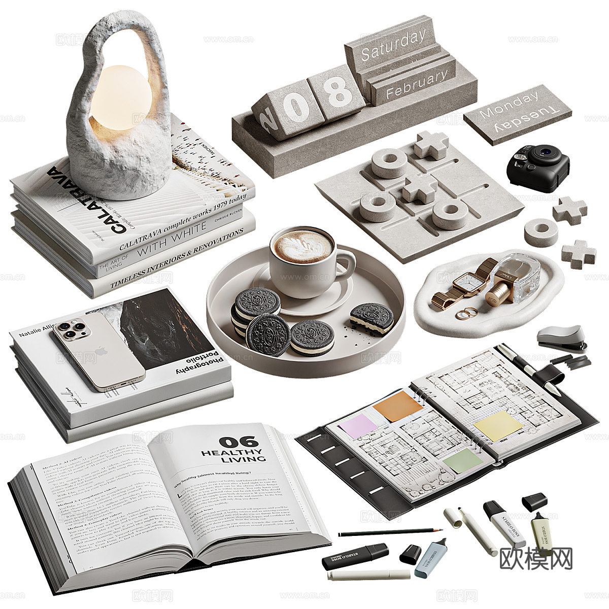 现代意式饰品摆件组合3d模型