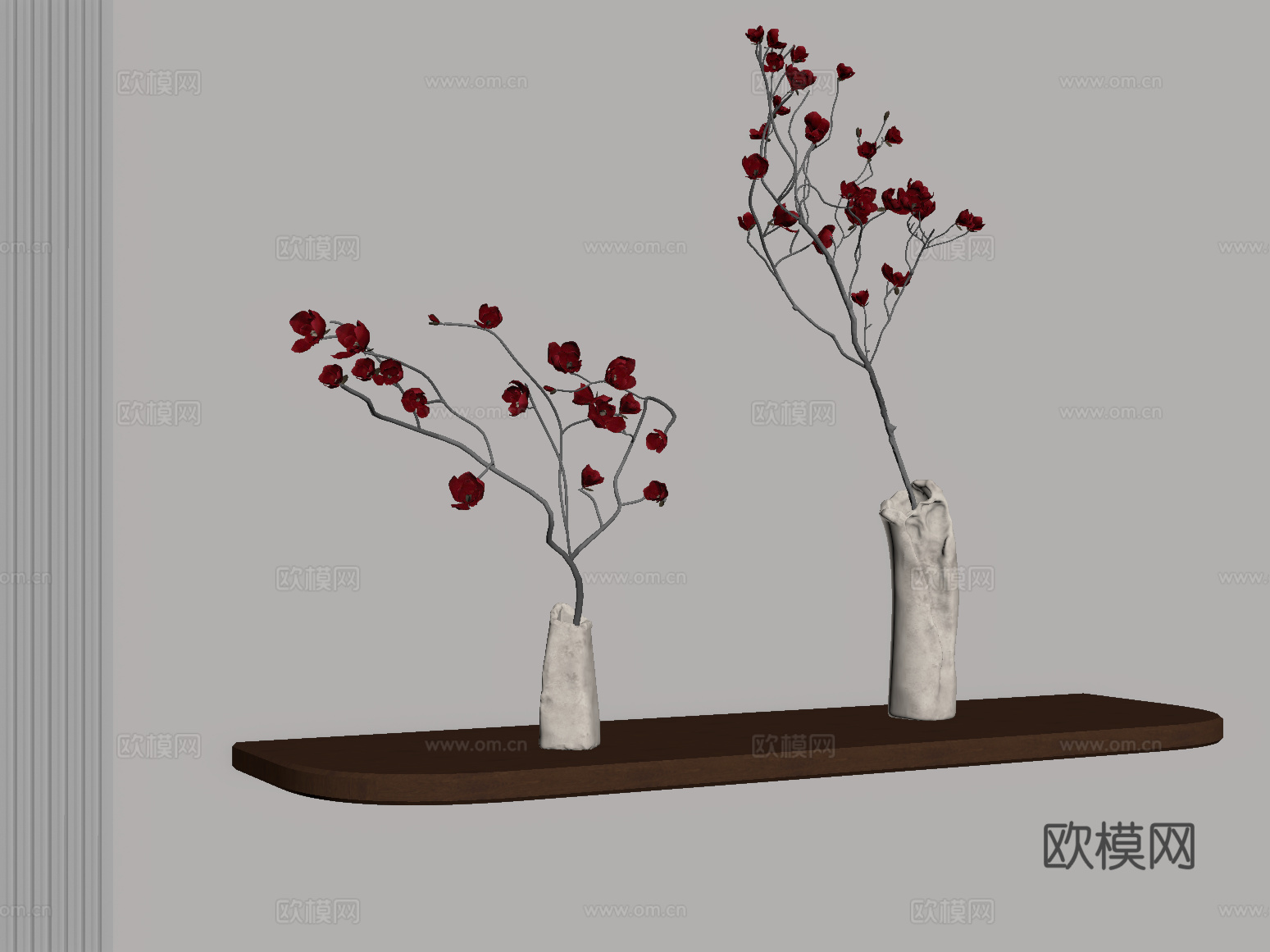 新中式花瓶 插花花艺su模型