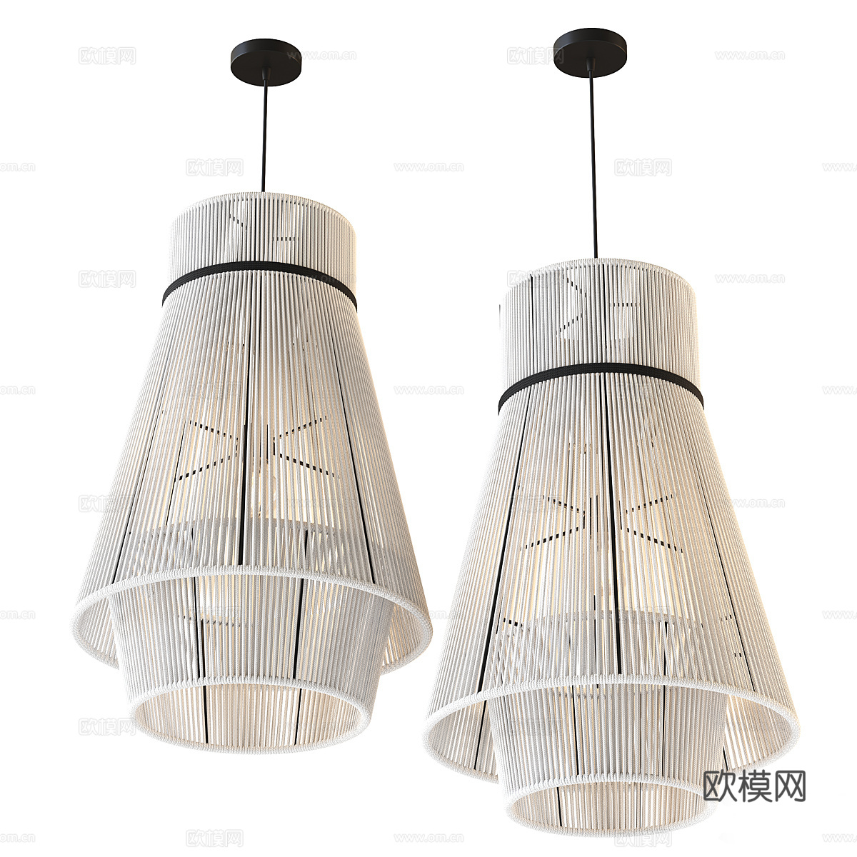 新中式侘寂藤编装饰吊灯3d模型
