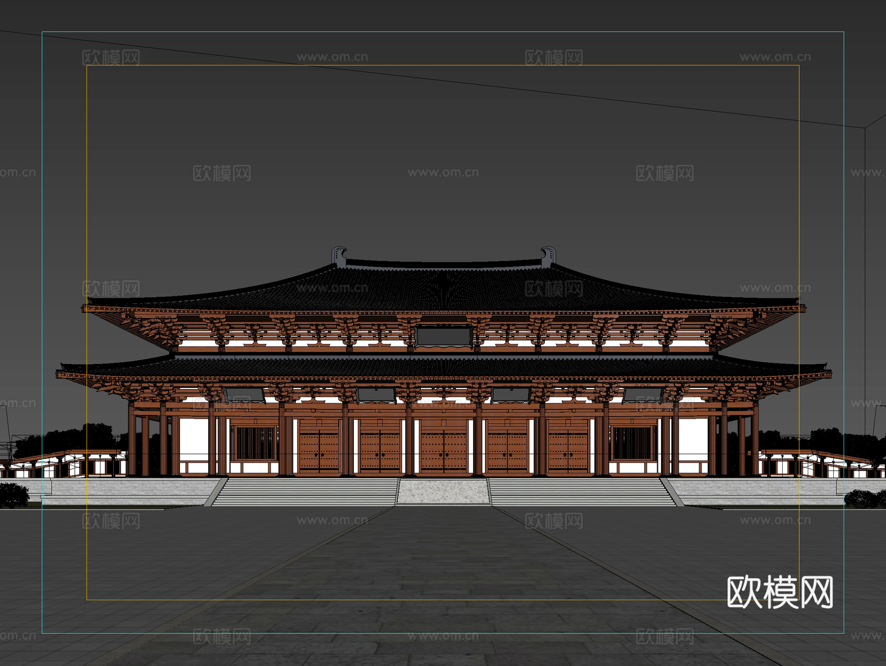 古建 中式建筑 寺庙 庙宇 大雄宝殿 斗拱 重檐 唐宋3d模型