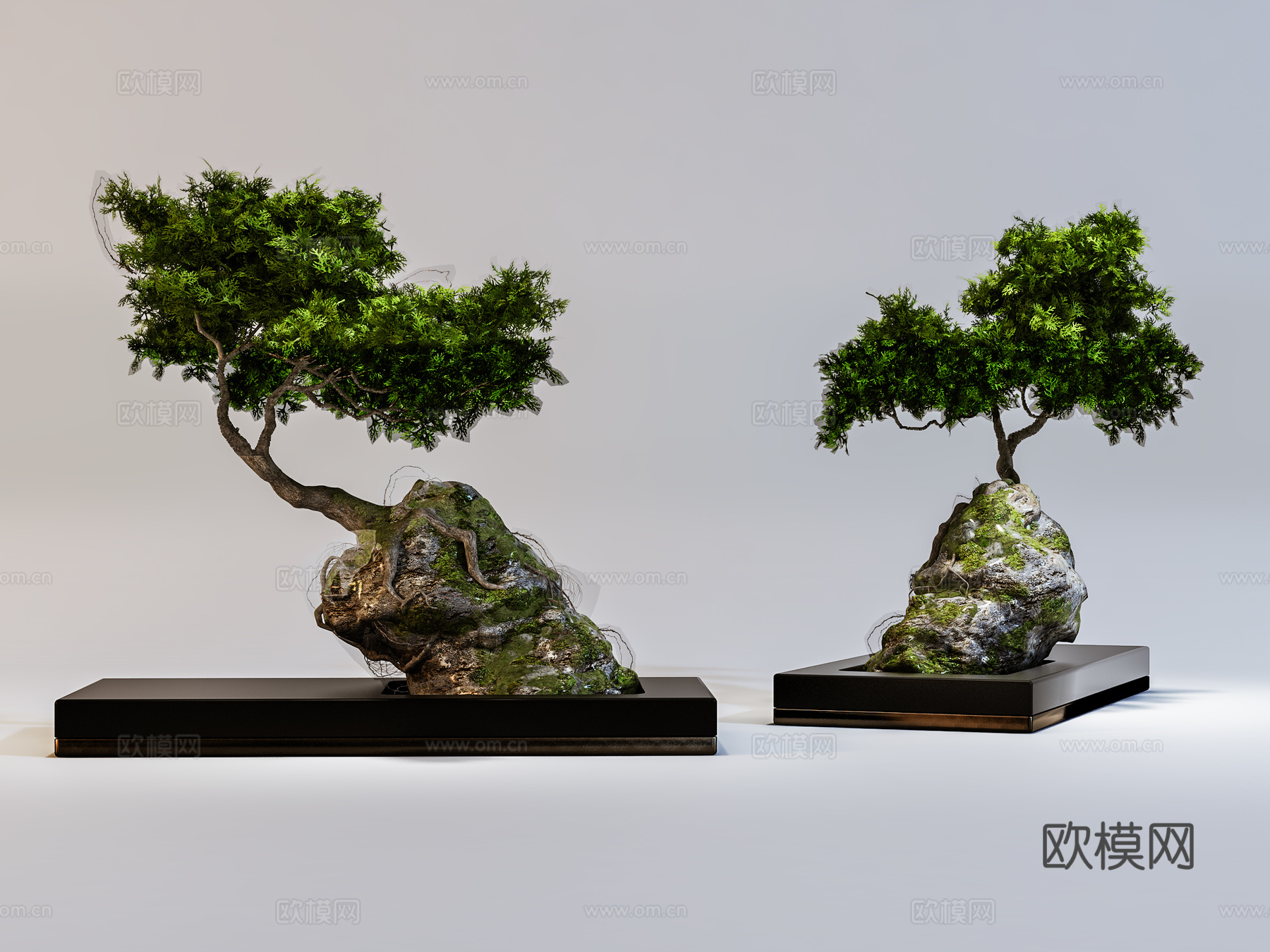 新中式室内盆景  绿植盆栽 植物组合3d模型