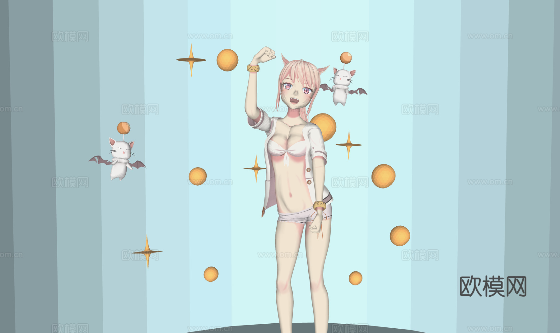 虚拟人物 二次元美少女 动漫美女 柔情猫娘 可爱女孩3d模型