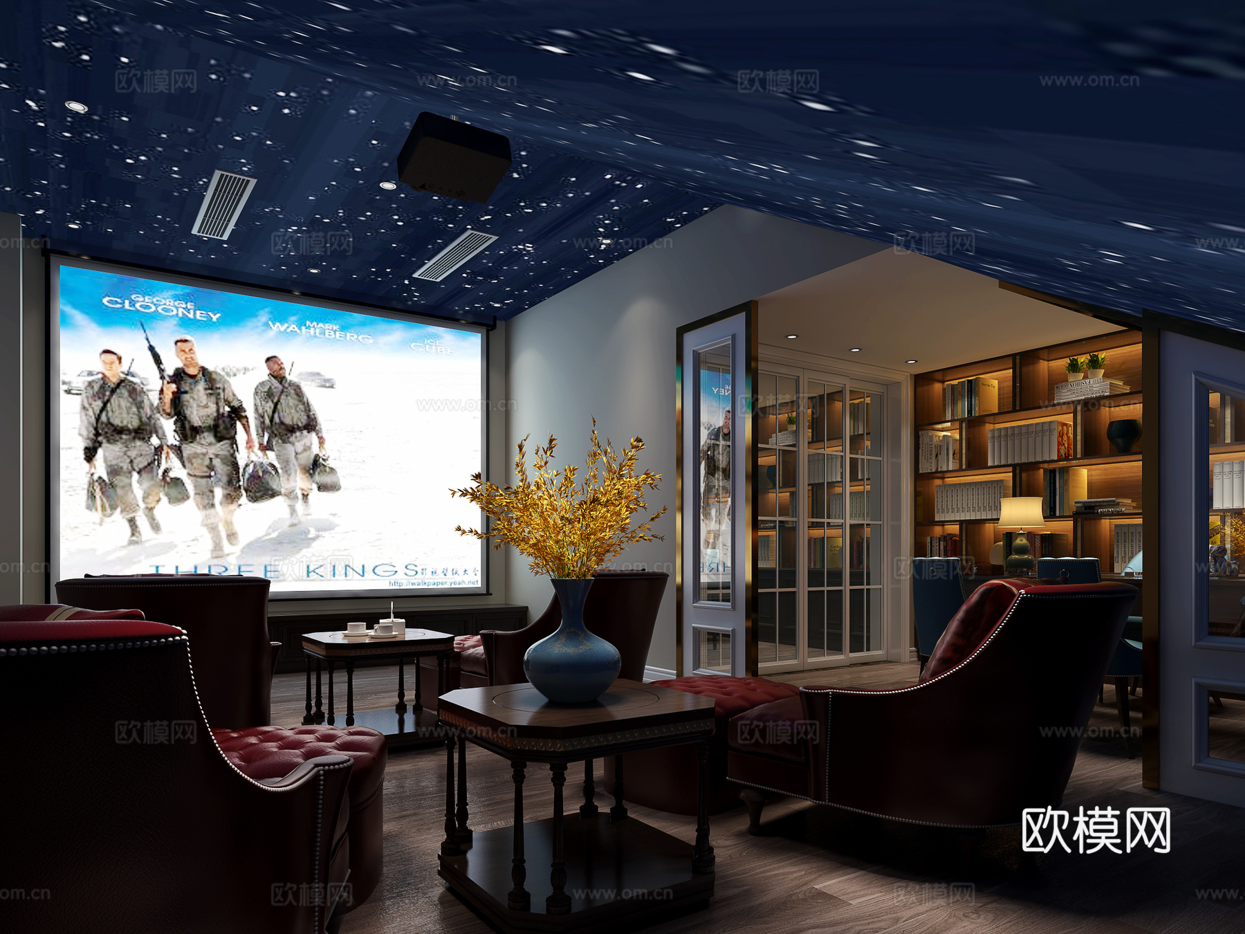美式风格影音室3d模型