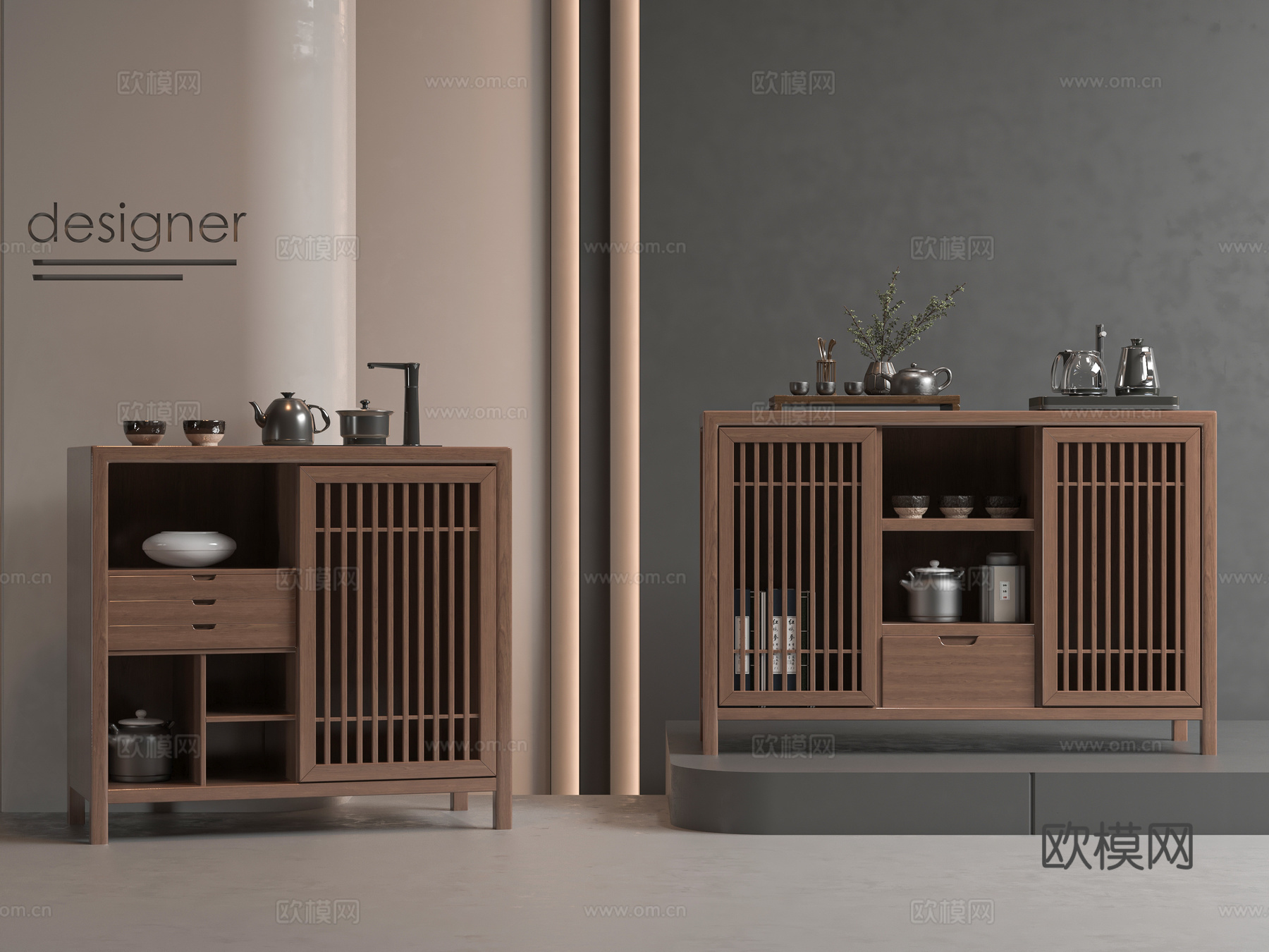 现代茶水柜3d模型