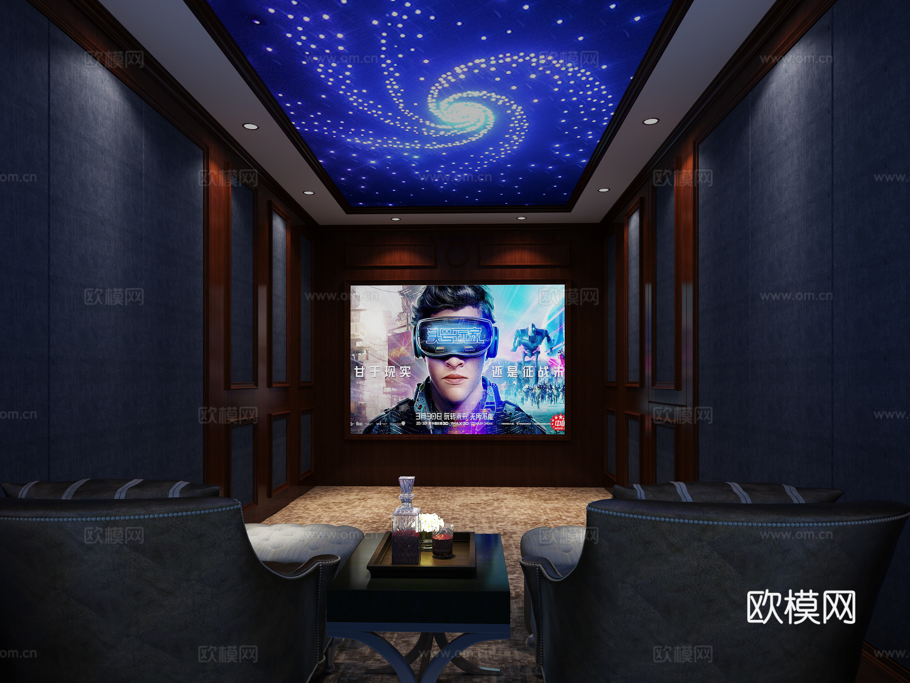欧式家庭影音室模型3d模型