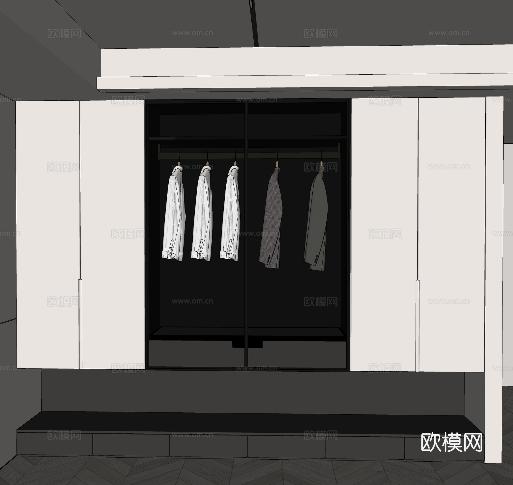 现代衣柜 简约衣柜 主卧衣柜 卧室衣柜su模型