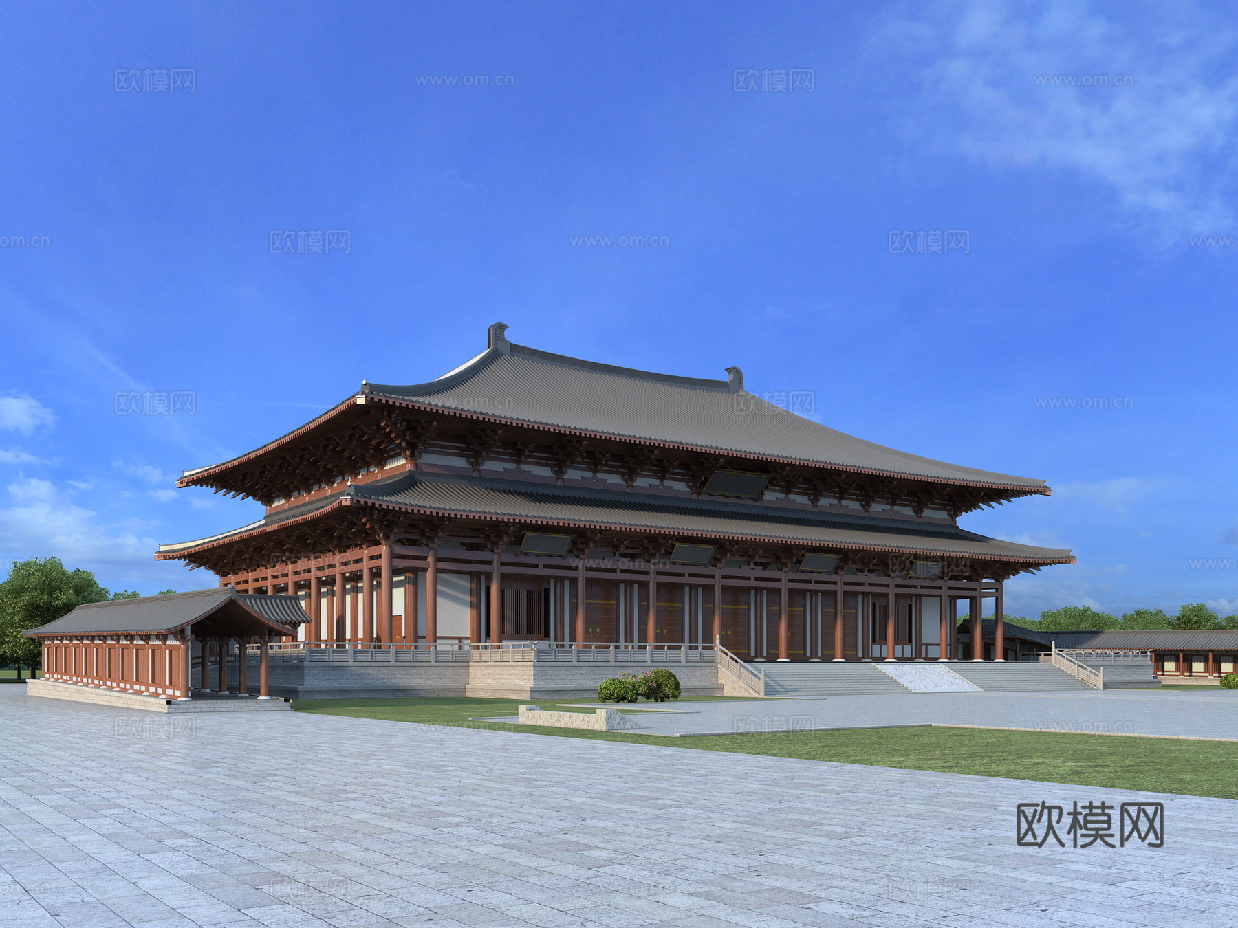 古建 中式建筑 寺庙 庙宇 大雄宝殿 斗拱 重檐 唐宋3d模型