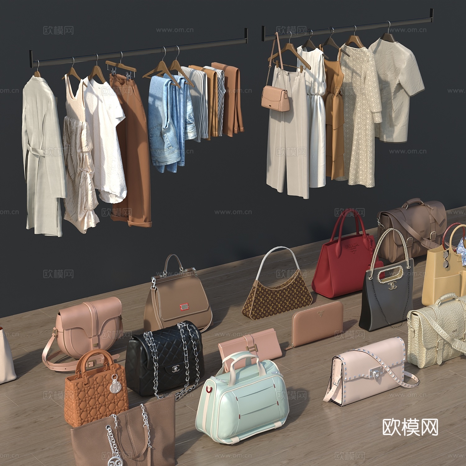 衣服鞋子包包名片包包女生衣服3d模型