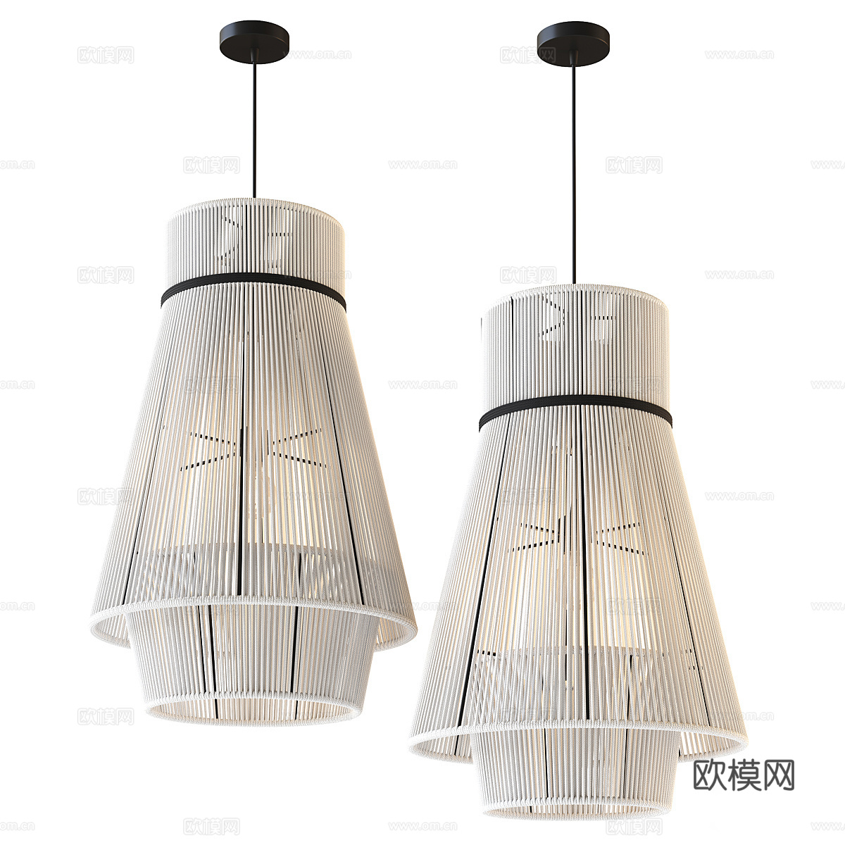 新中式侘寂藤编装饰吊灯3d模型