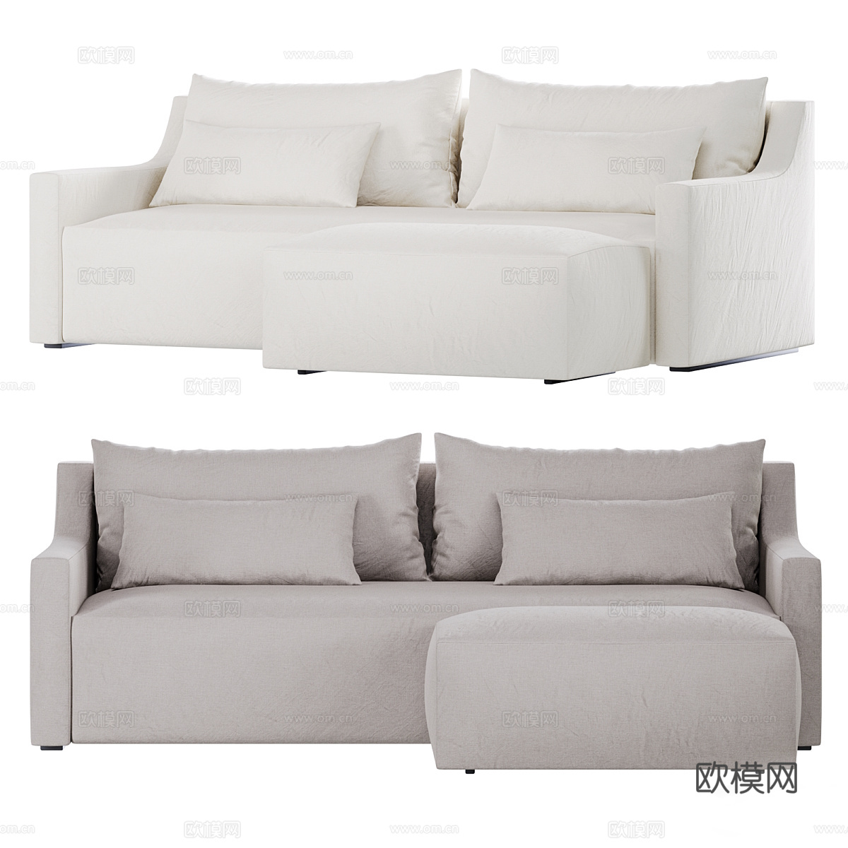 现代意式布艺休闲沙发3d模型下载（渲染图3）