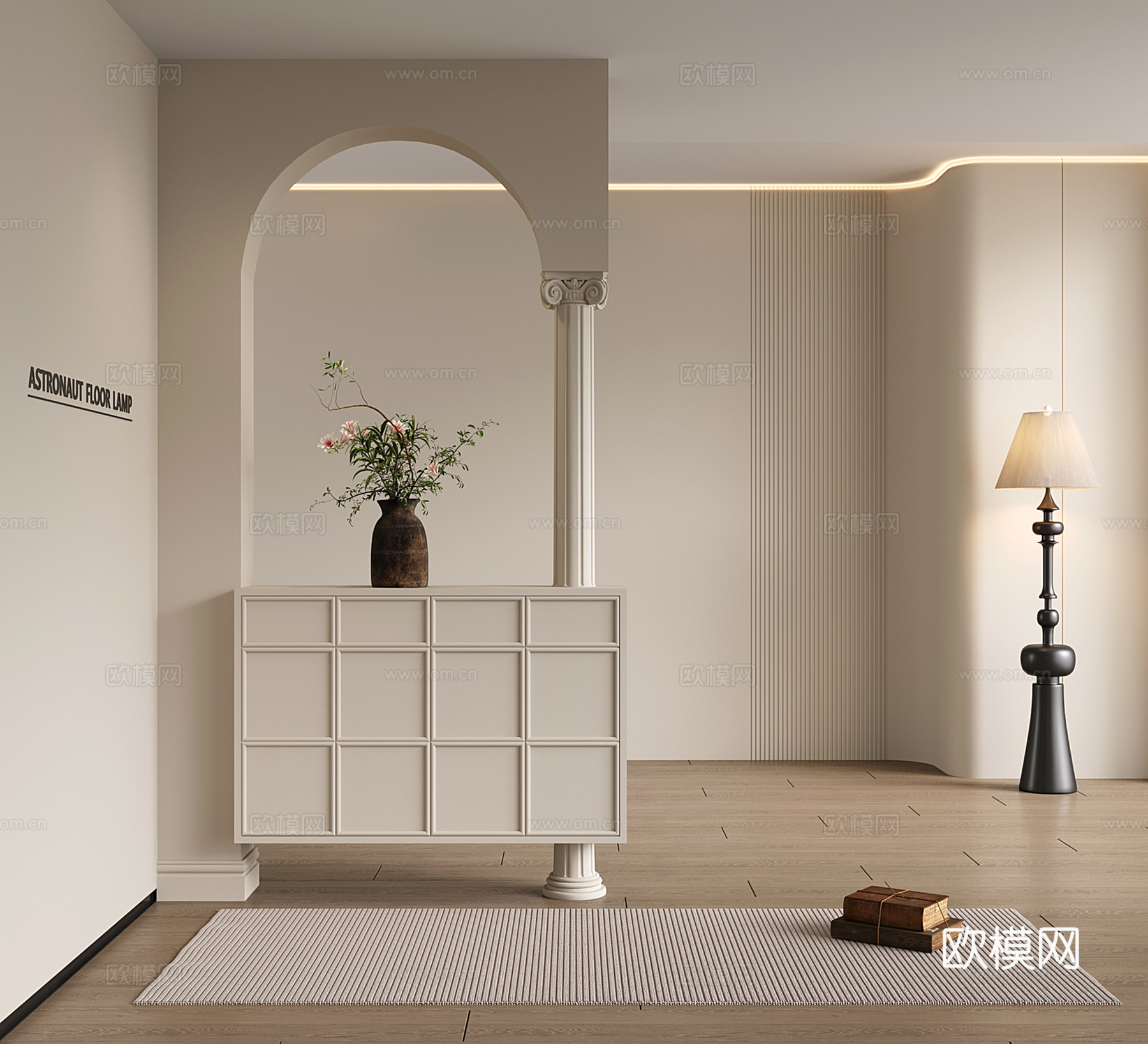 法式玄关隔断 隔断柜 罗马柱 花瓶花艺 隔断3d模型