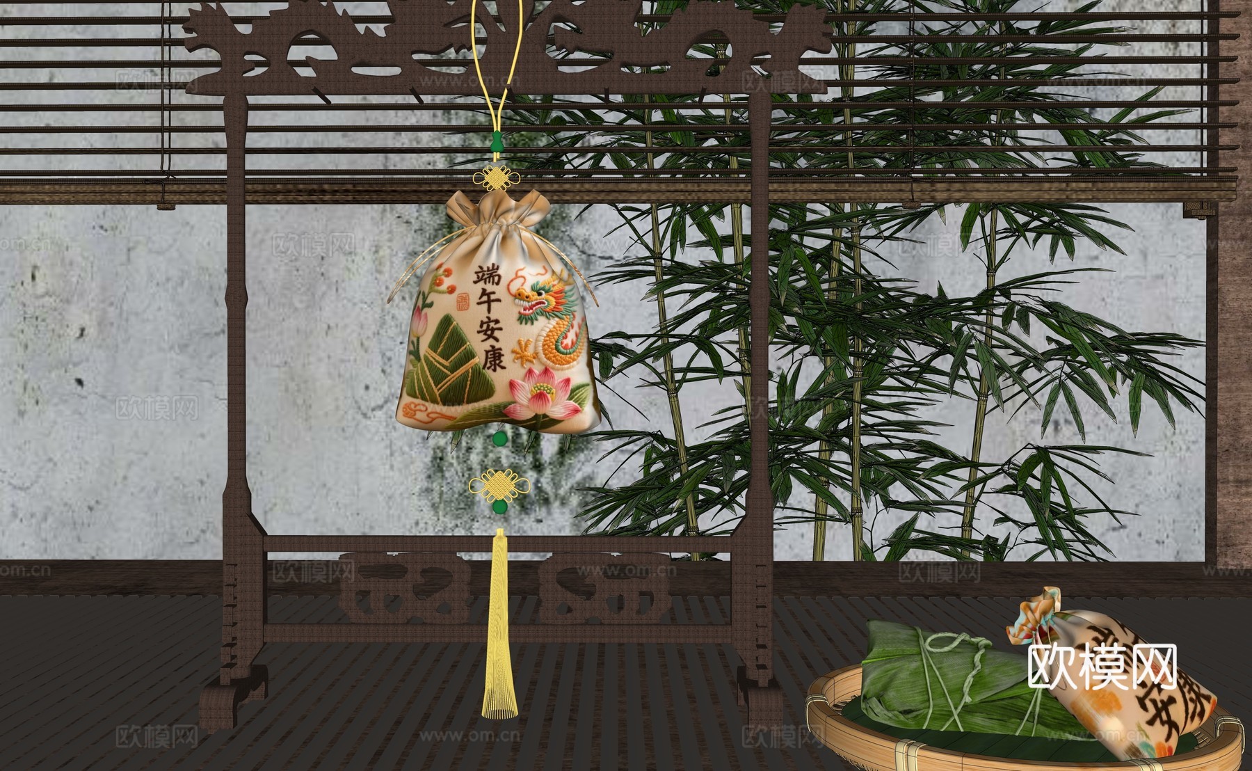 端午节香包香囊 非遗文化刺绣香囊 端午香囊挂件 传统民俗文化su模型