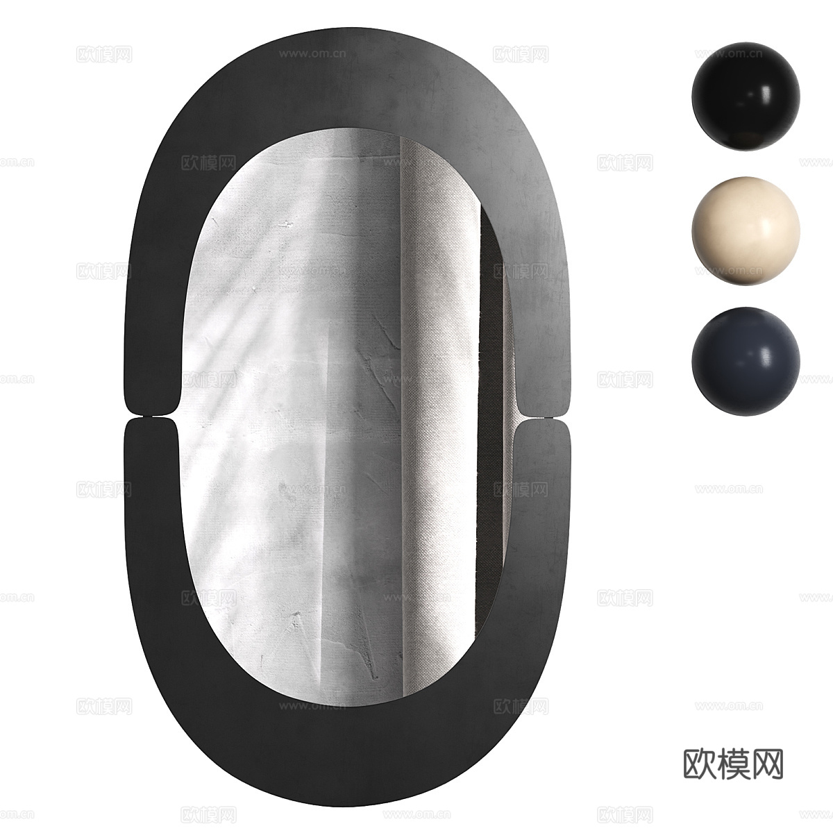 现代意式装饰镜子3d模型