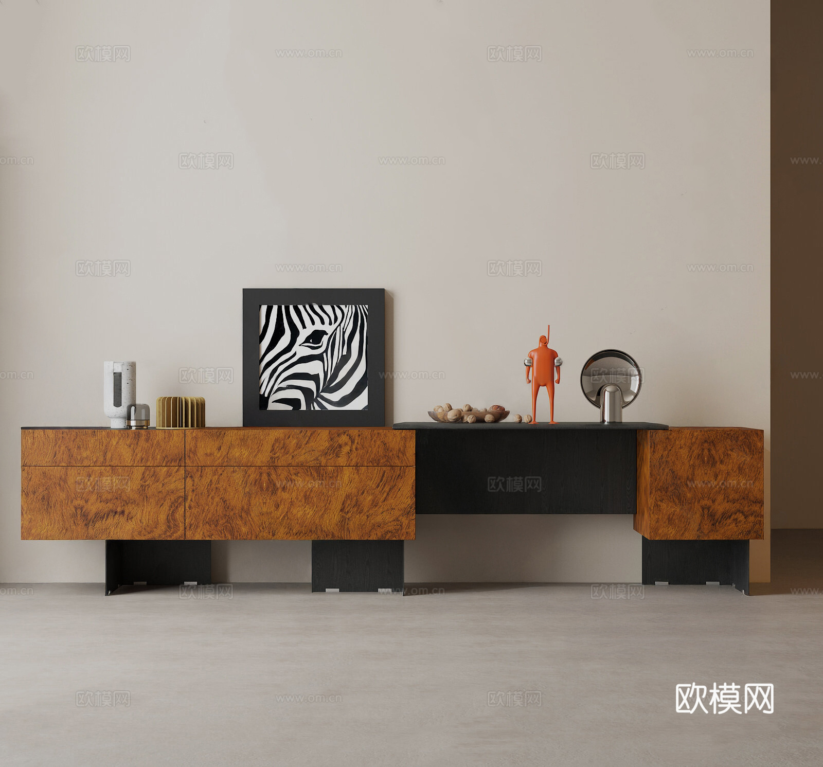 现代中古电视柜su模型