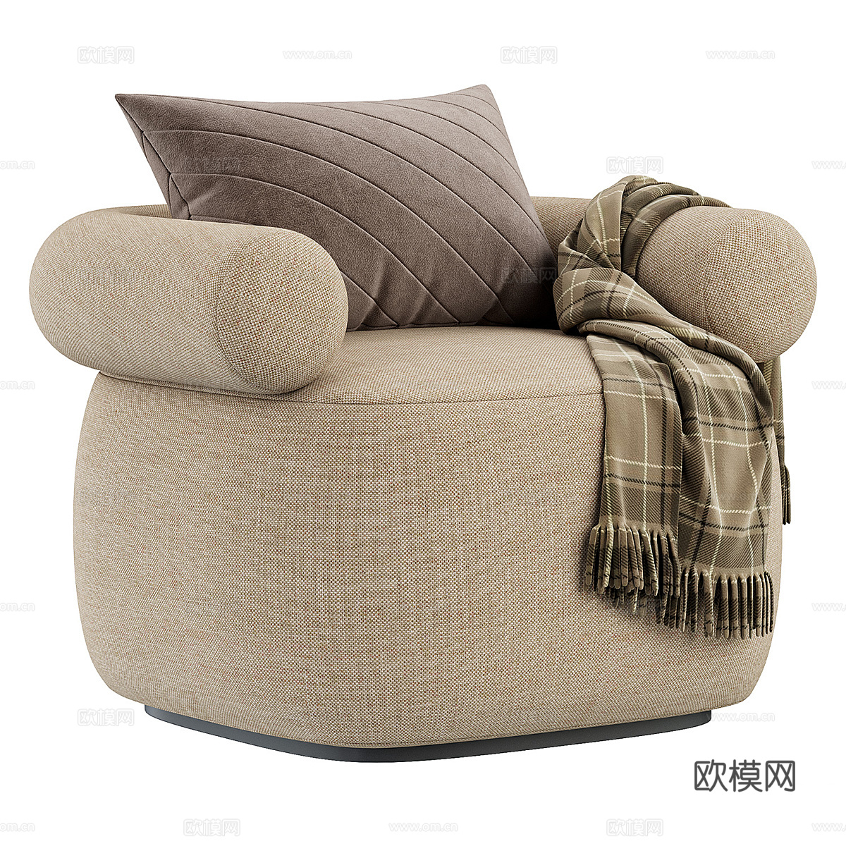 现代奶油风布艺沙发椅3d模型