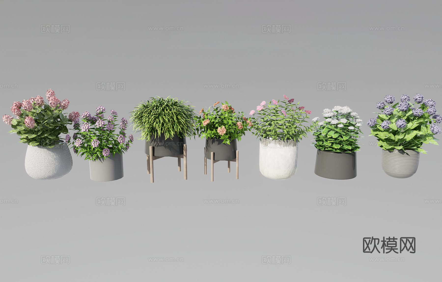 现代花钵花盆su模型