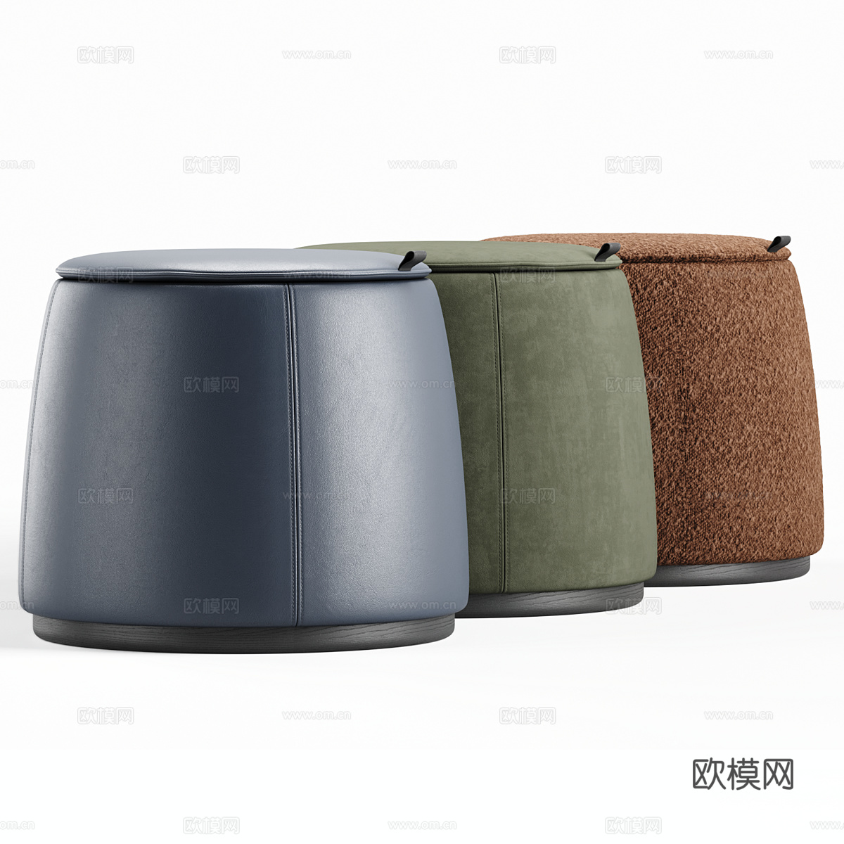 现代意式布艺皮革储物凳3d模型