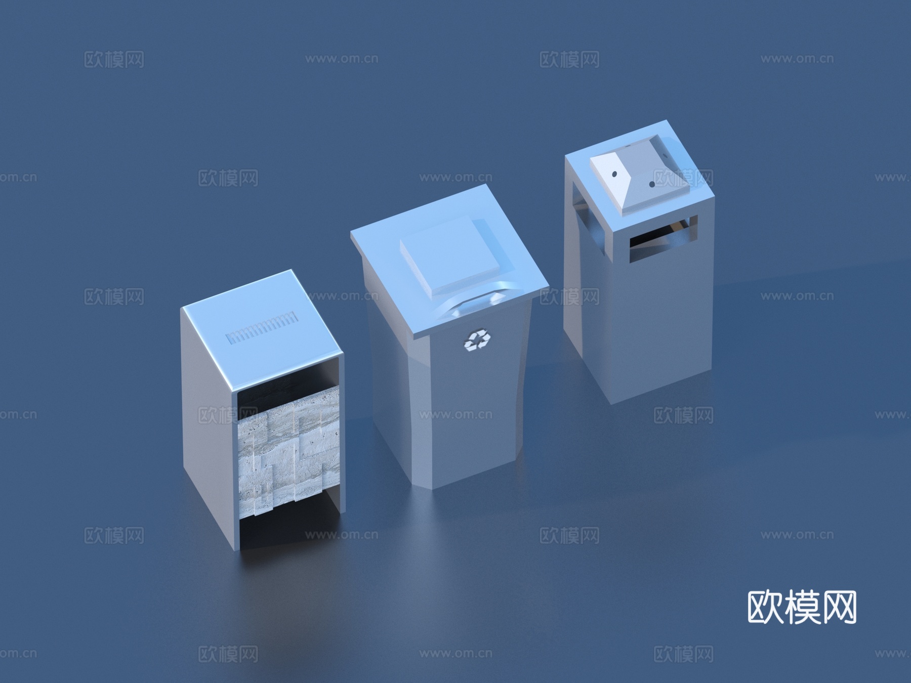 回收桶 垃圾桶 小品3d模型