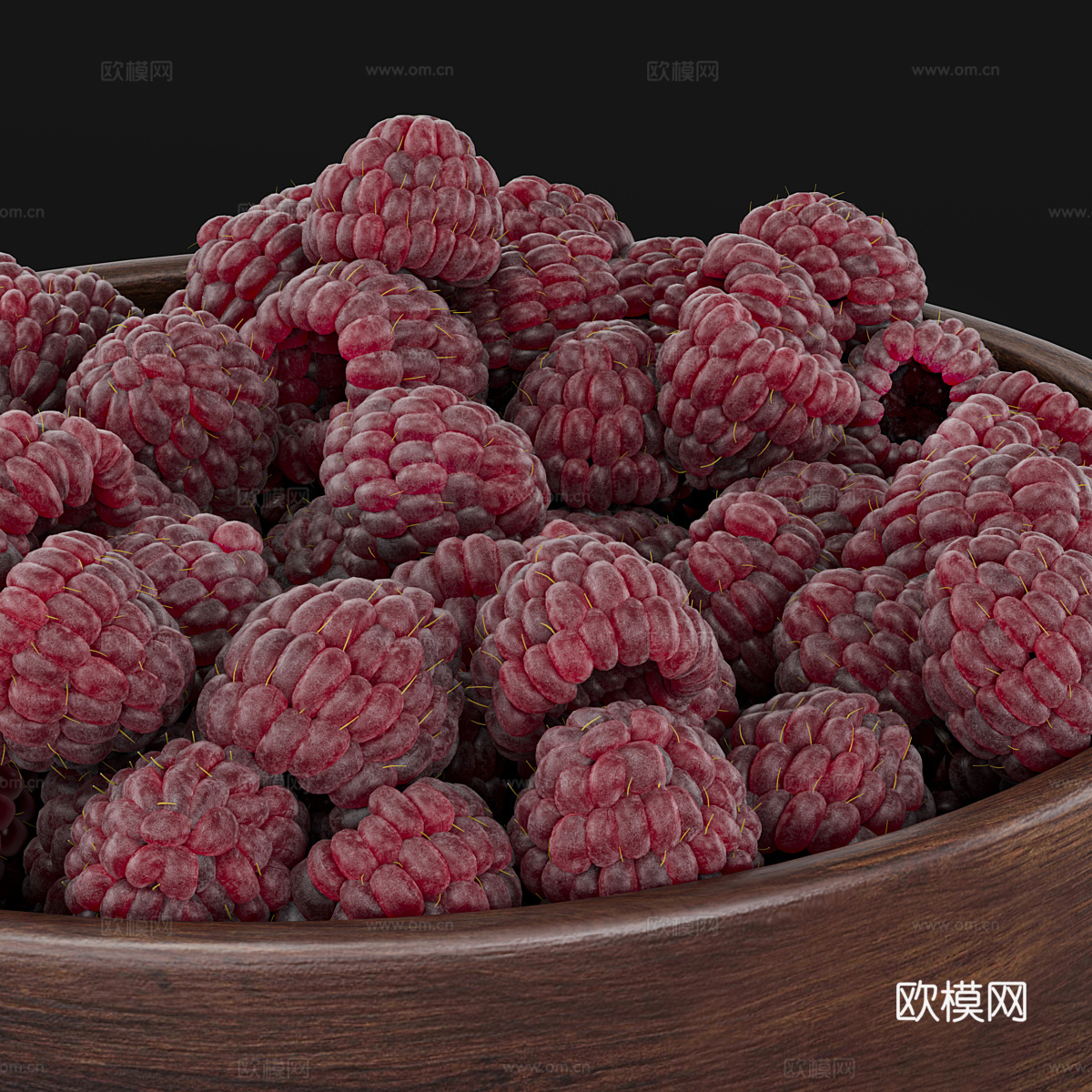 树莓果盘 浆果 水果3d模型