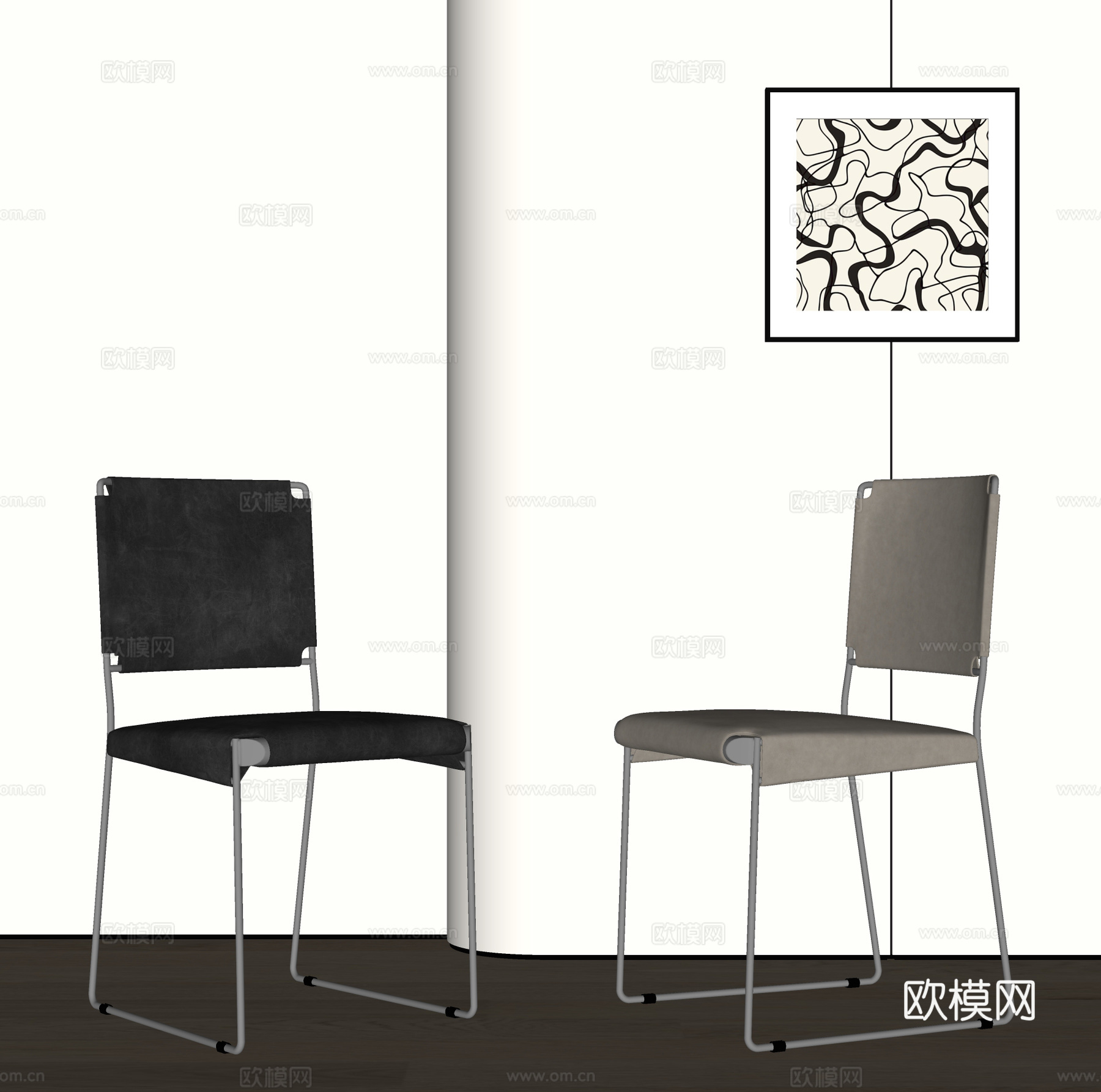 现代餐椅su模型
