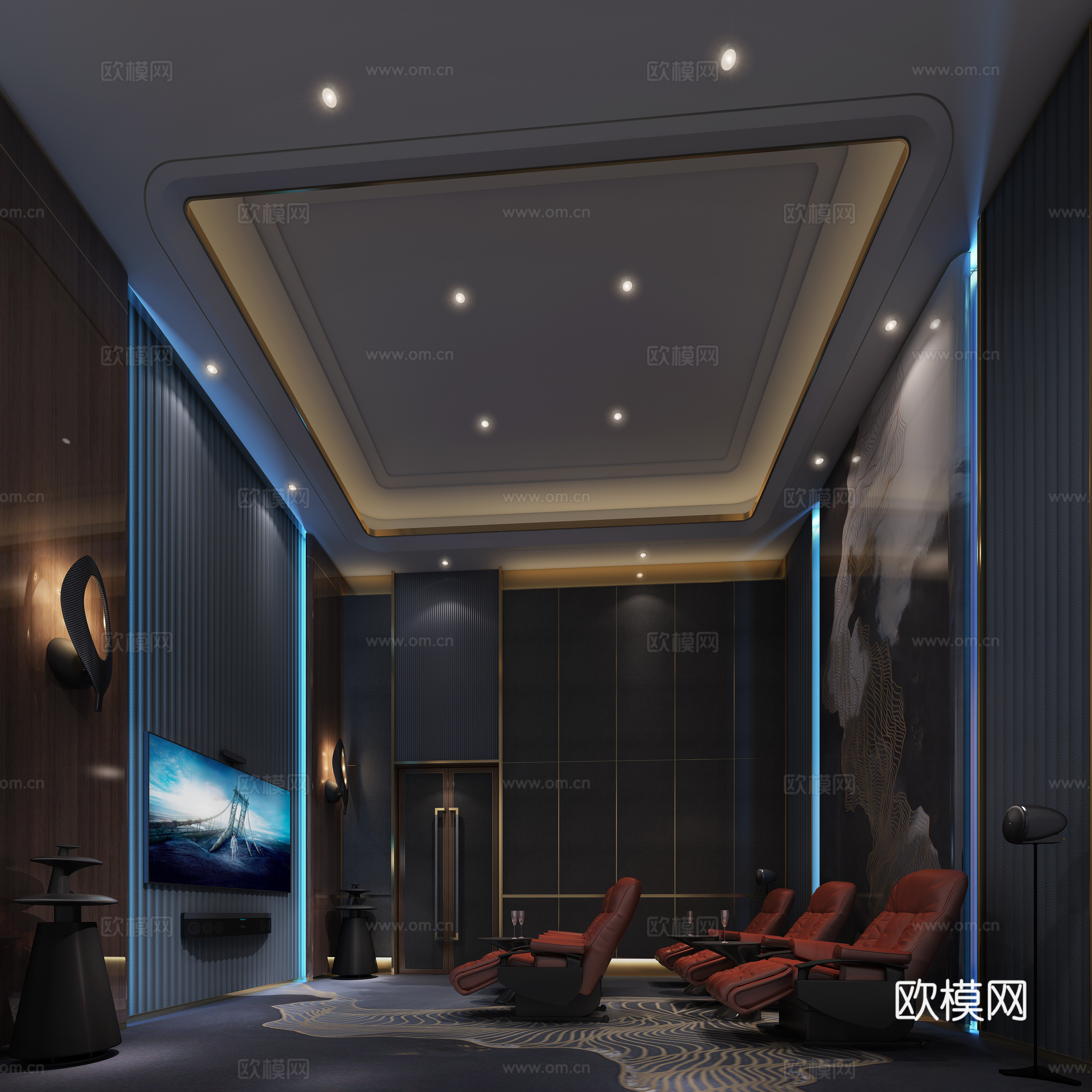 新中式影音室 家庭音响设备3D模型3d模型