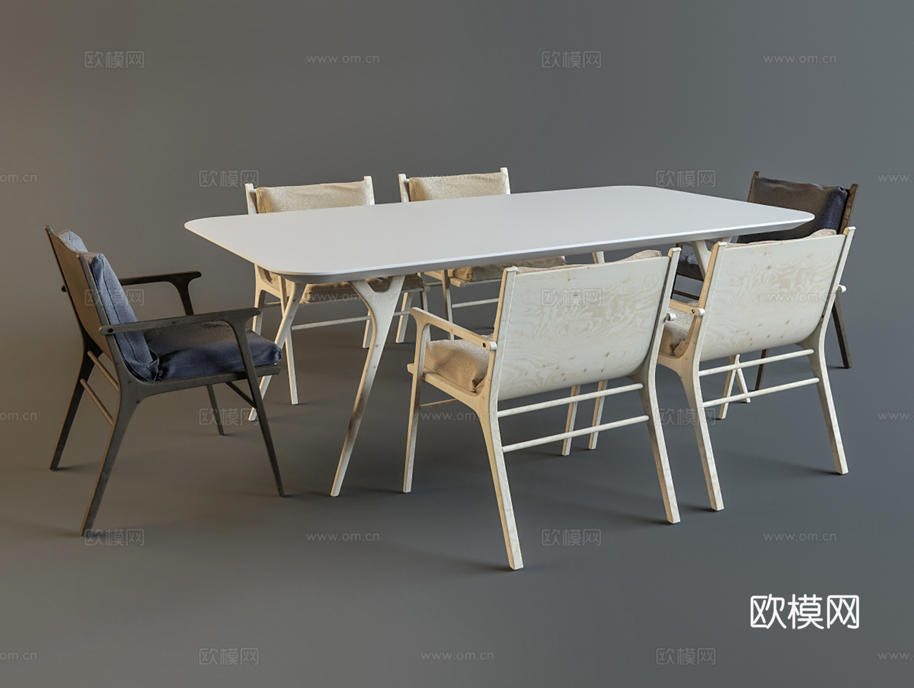 中古风户外桌椅   户外休闲桌椅  长桌椅3d模型