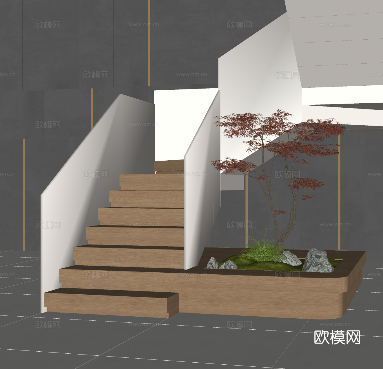 现代楼梯su模型