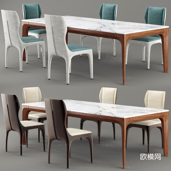 現(xiàn)代餐桌椅 休閑桌椅 洽談桌椅3d模型下載(渲染圖1)