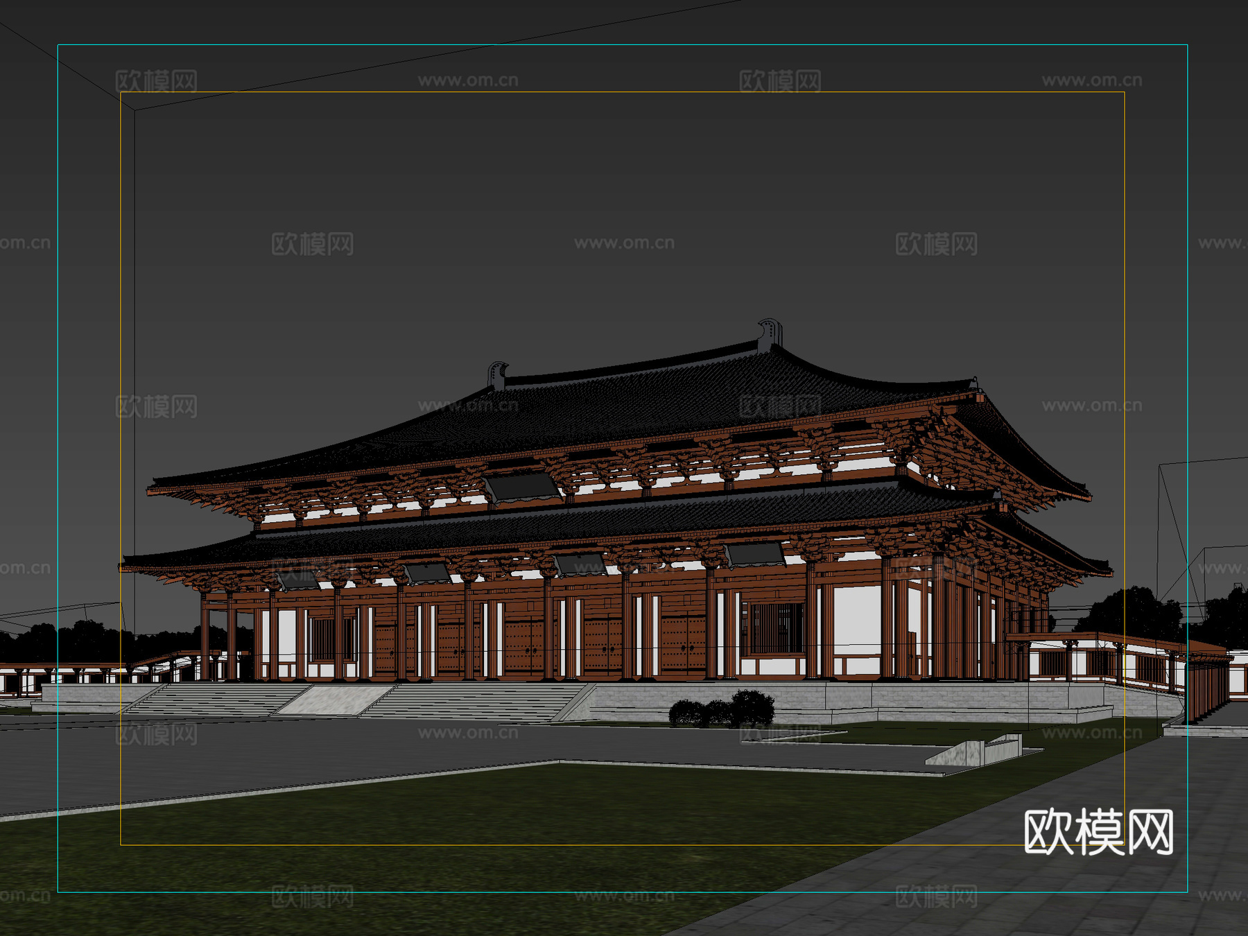 古建 中式建筑 寺庙 庙宇 大雄宝殿 斗拱 重檐 唐宋3d模型