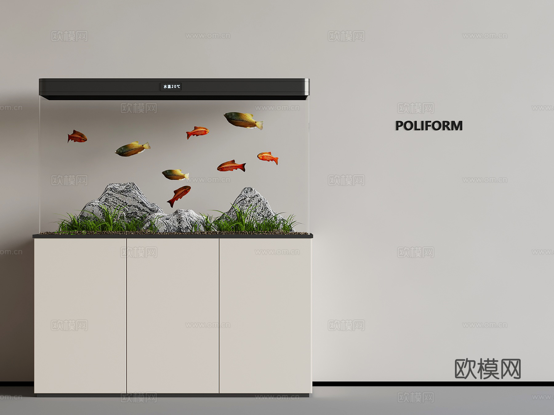现代鱼缸 水族箱3d模型